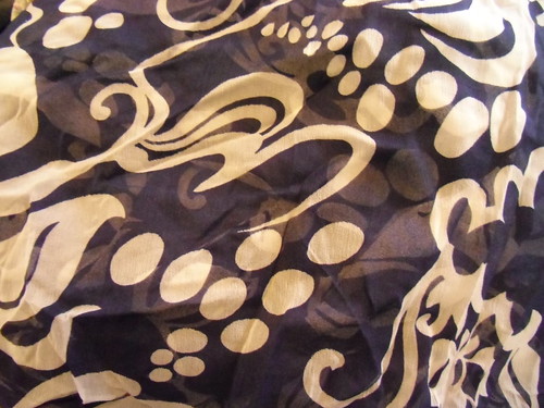 sheer navy/white fabric