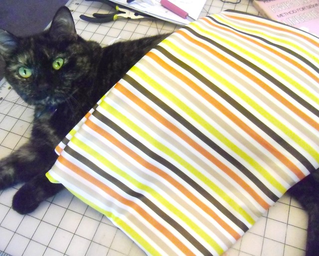 Stripey poly stretch fabric