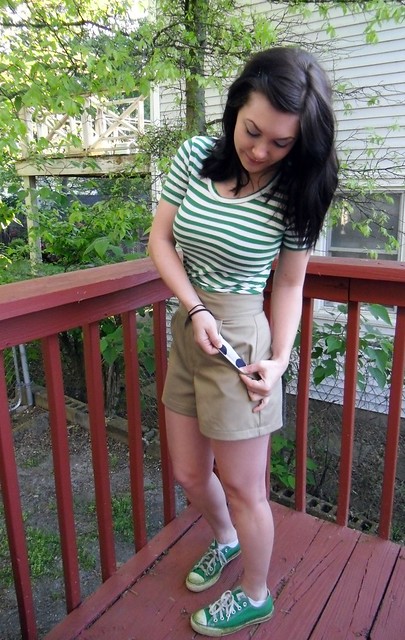 Khaki Shorts & Green Striped Renfrew