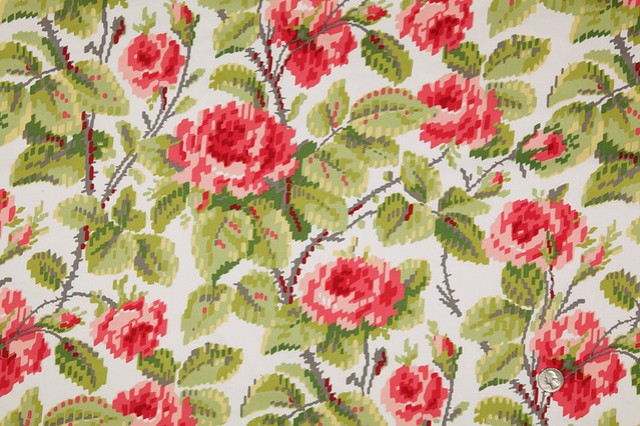 pixelated roses fabric