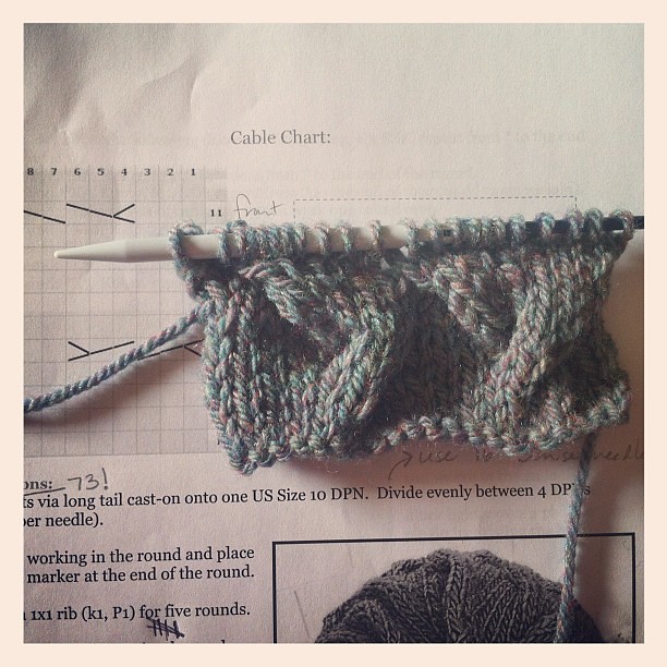 First attempt at knitting cables!