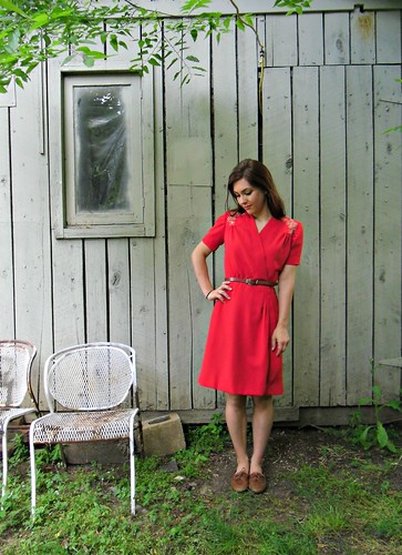 Red Wool Crepe 40s Dress
