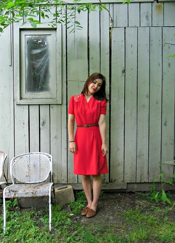 Red Wool Crepe 40s Dress