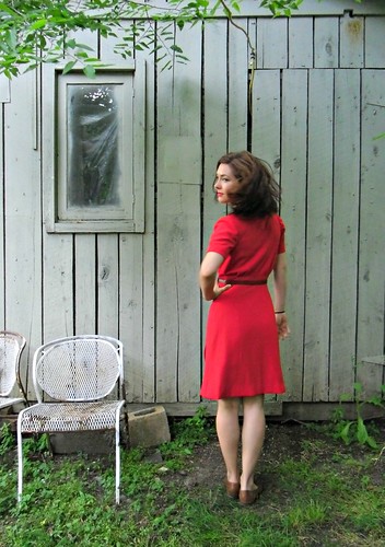 Red Wool Crepe 40s Dress