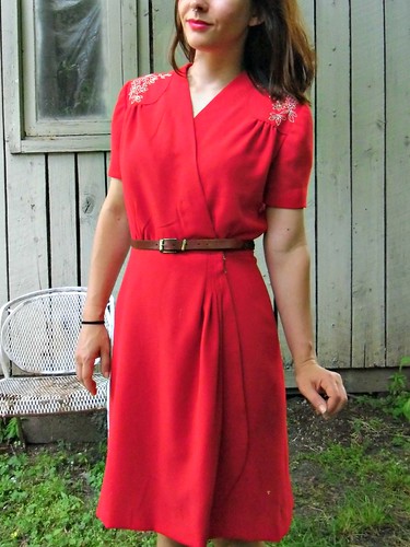 Red Wool Crepe 40s Dress
