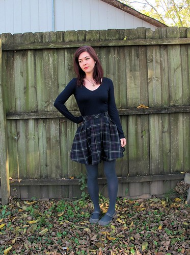 Zinnia Skirt made with plaid wool from Mood Fabrics