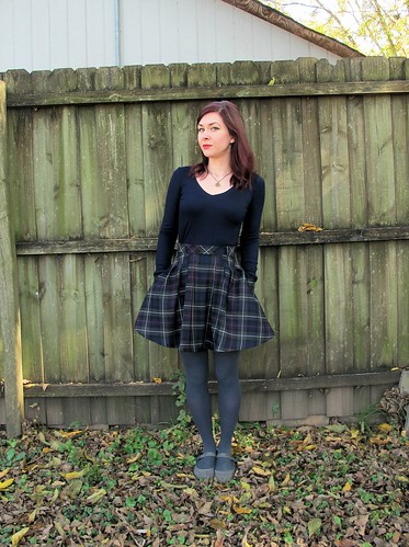 Zinnia Skirt made with plaid wool from Mood Fabrics