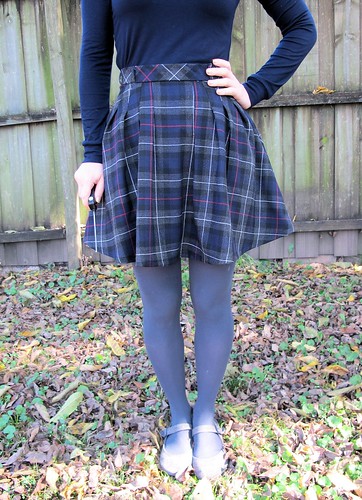 Zinnia Skirt made with plaid wool from Mood Fabrics