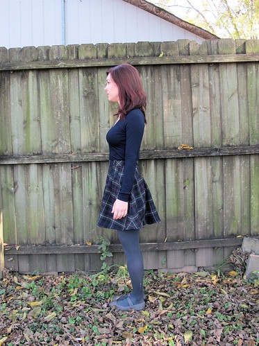 Zinnia Skirt made with plaid wool from Mood Fabrics