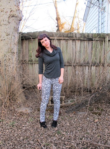Leopard Skinnies made with stretch twill from Mood Fabrics