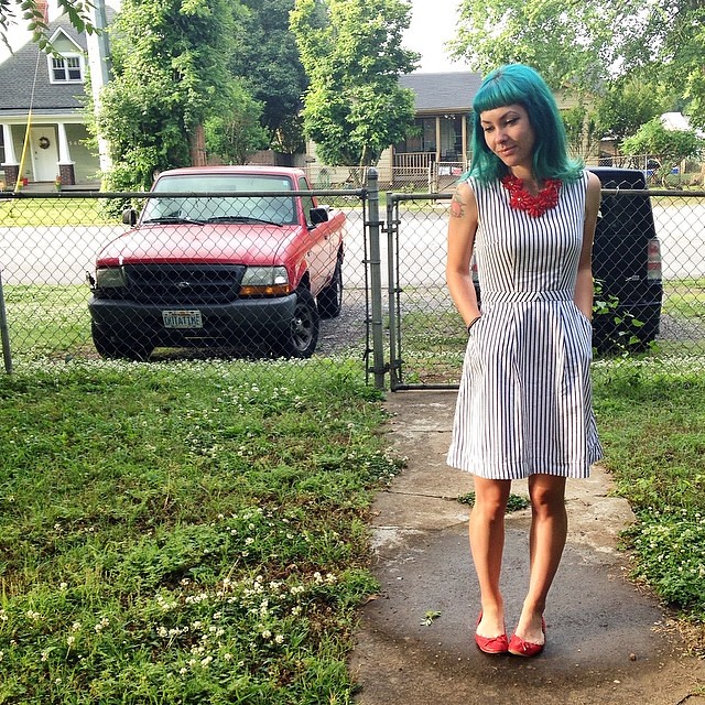 5/29 dress: deer & doe Belladone; shoes: Sam Edelman; necklace: Fabu #mmm14 #mmmay14