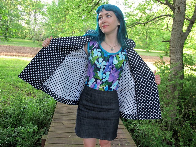 Polkadot Robson made with reversible cotton/poly  from Mood Fabrics