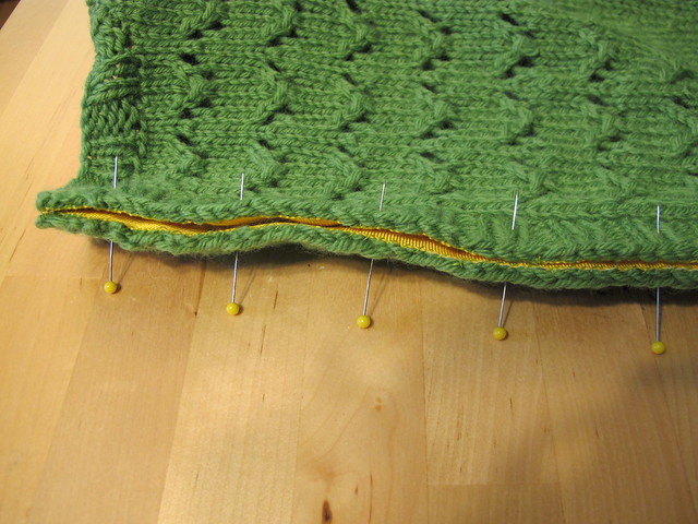 Stabilizing a button band with petersham