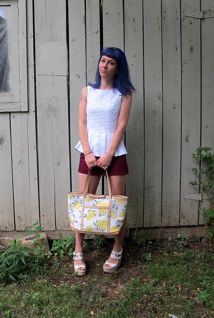 Eyelet Peplum Top & Thurlow Shorts made with Mood Fabrics