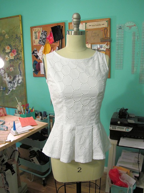 Eyelet Peplum Top & Thurlow Shorts made with Mood Fabrics