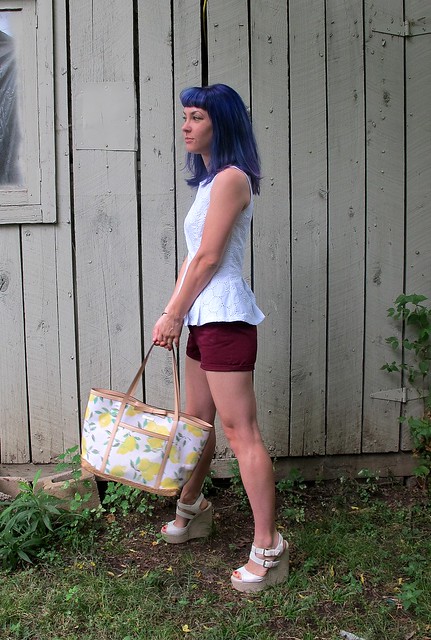 Eyelet Peplum Top & Thurlow Shorts made with Mood Fabrics