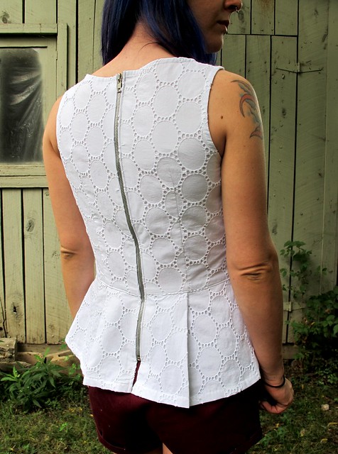 Eyelet Peplum Top & Thurlow Shorts made with Mood Fabrics