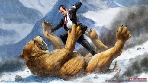 richard_nixon_fighting_a_saber_tooth_tiger_by_sharpwriter-d6bln06