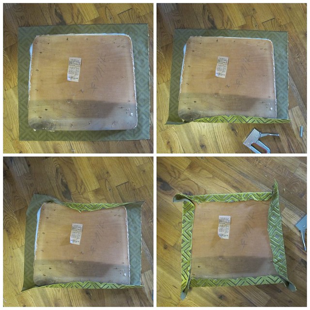 Chairs reupholstered with fabric from Mood Fabrics