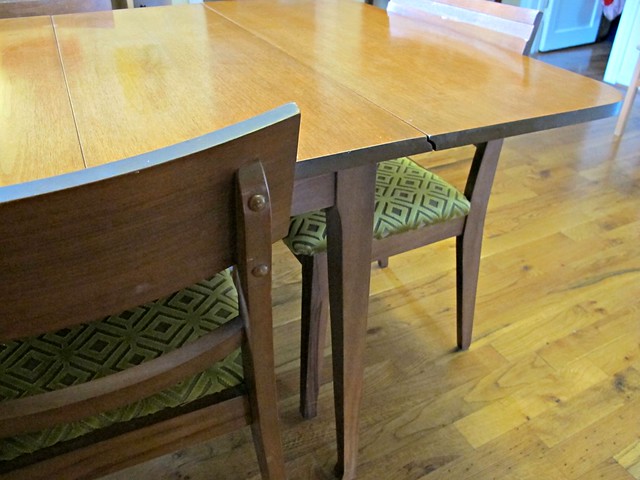 Chairs reupholstered with fabric from Mood Fabrics