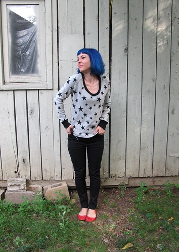 Jamie Jeans + SJ Sweater Made with Mood Fabrics