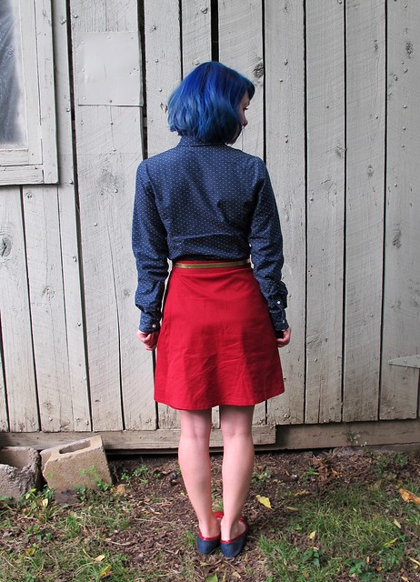 Polka Dot Chambray Button down