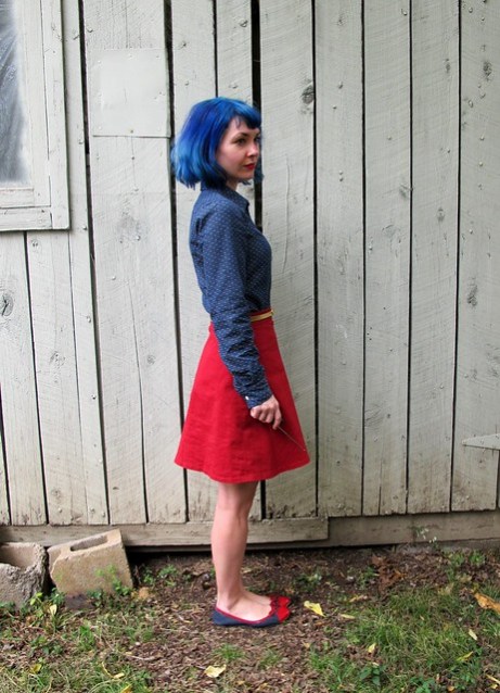 Polka Dot Chambray Button down