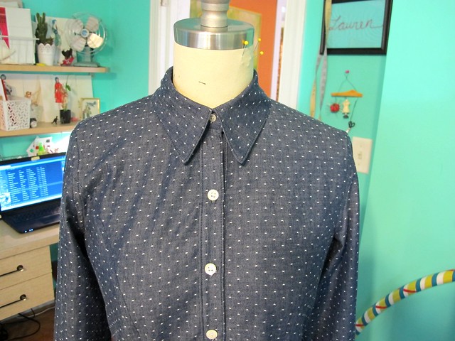 Polka Dot Chambray Button down
