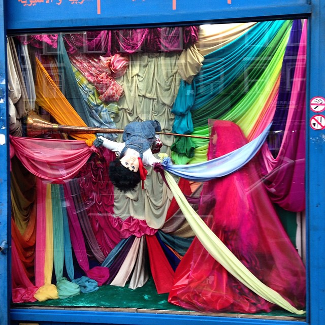 The fabric shops here have the best window displays 😂✂️