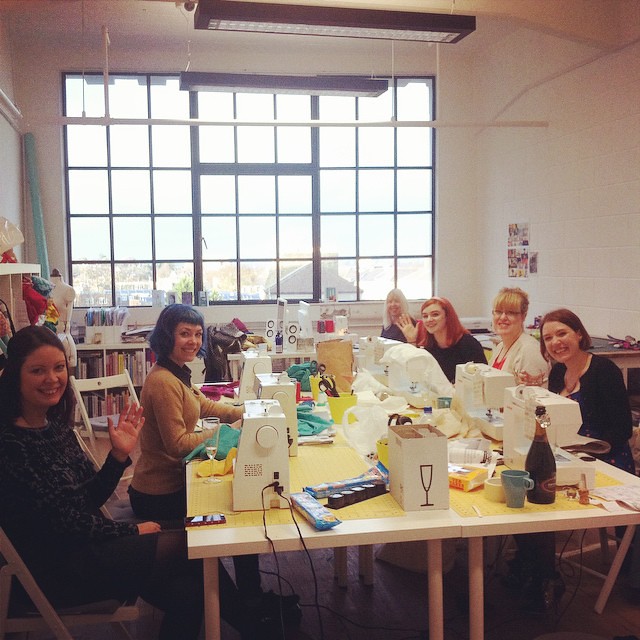 sewing party at Tilly's