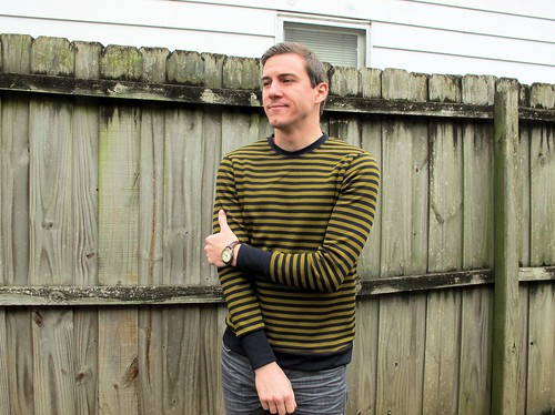 Men's Sweater made with wool sweater knit from Mood Fabrics