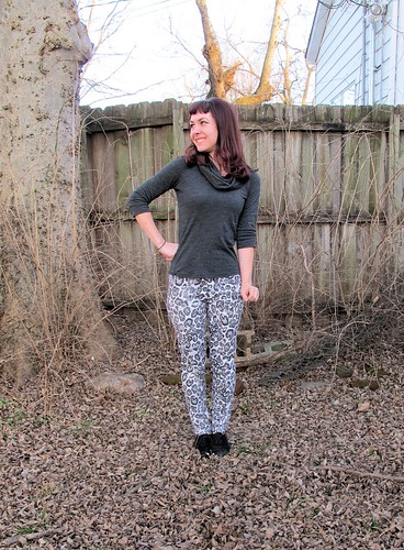 Leopard Skinnies made with stretch twill from Mood Fabrics