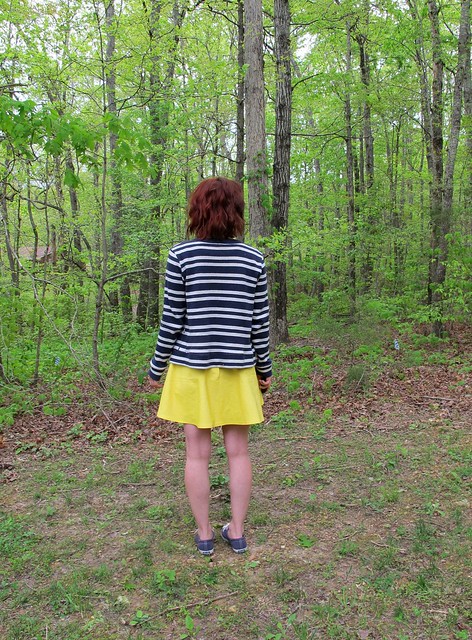 Striped Cabernet Cardigan + Yellow Hollyburn