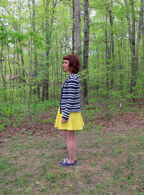 Striped Cabernet Cardigan + Yellow Hollyburn