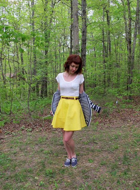 Striped Cabernet Cardigan + Yellow Hollyburn