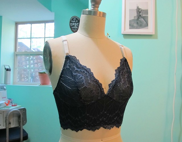 Navy Lace Watson soft bra - side front