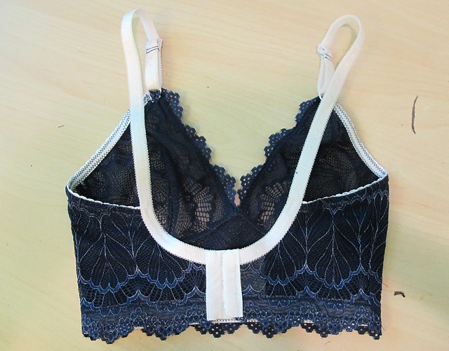 Navy Lace Watson soft bra - back flat