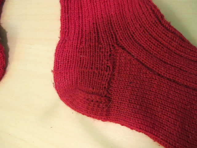 Handknit red socks