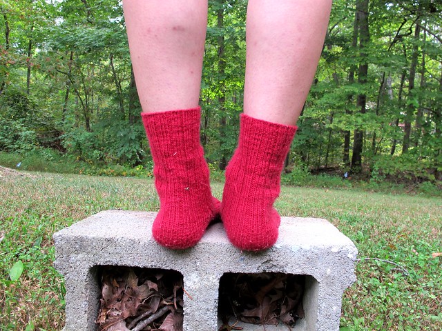 Handknit red socks