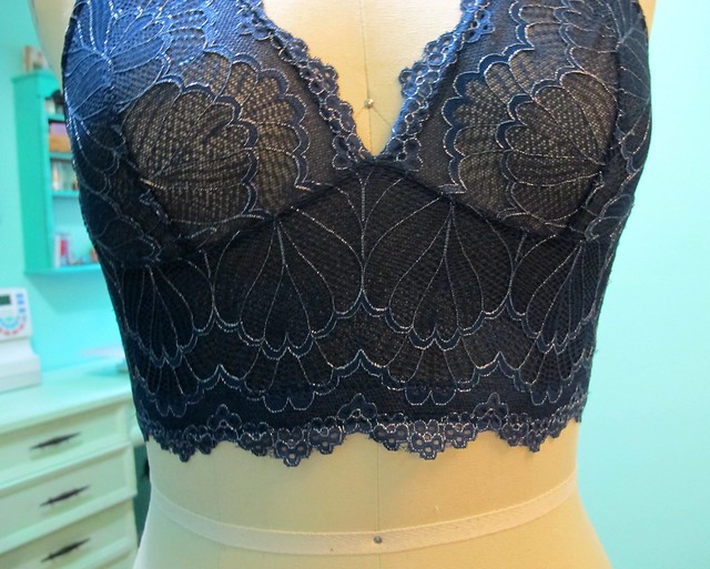 Navy Lace Watson soft bra - close up