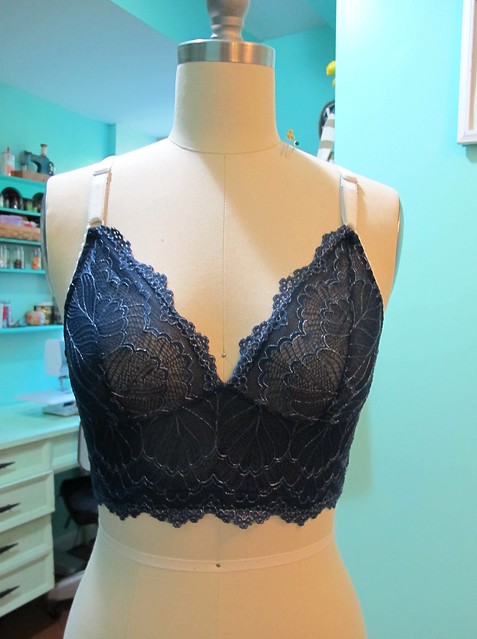 Navy Lace Watson soft bra - front