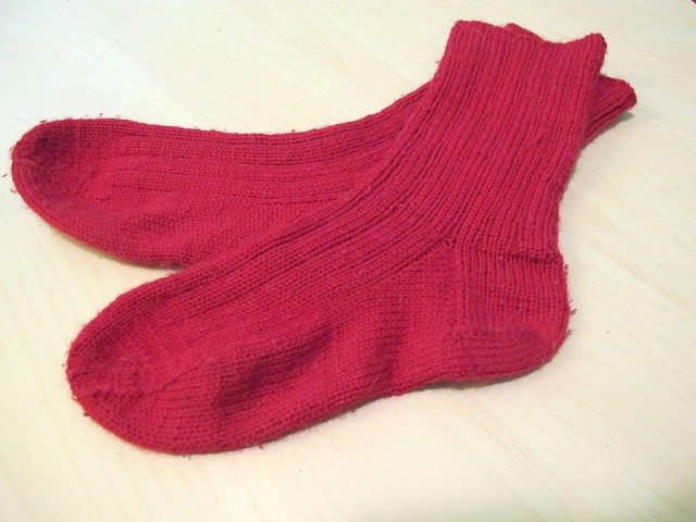 Handknit red socks
