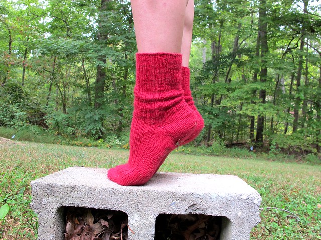 Handknit red socks