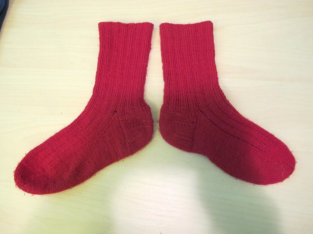 Handknit red socks