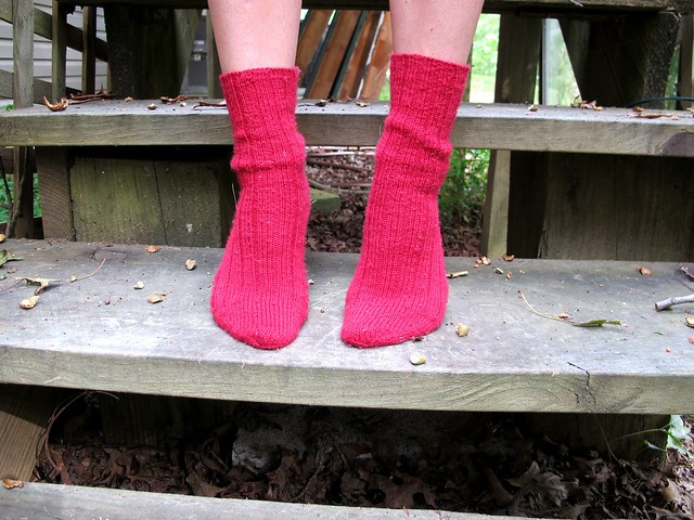 Handknit red socks