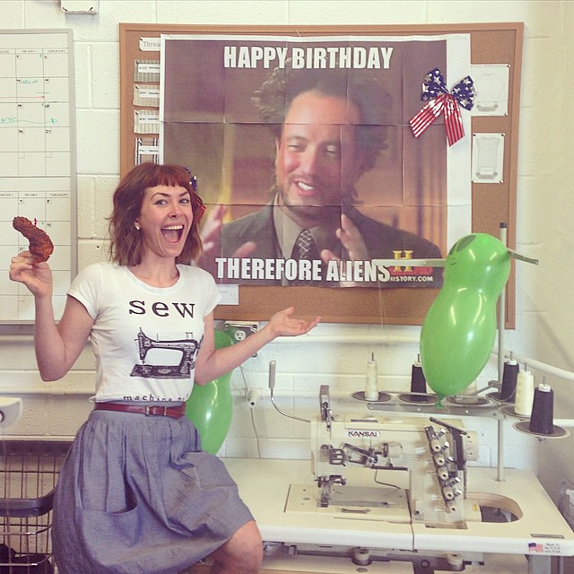 Celebrating the last day of my 20s with hot chicken, aliens, America, and the best damn coworkers in the entire world 🔥🐓👽