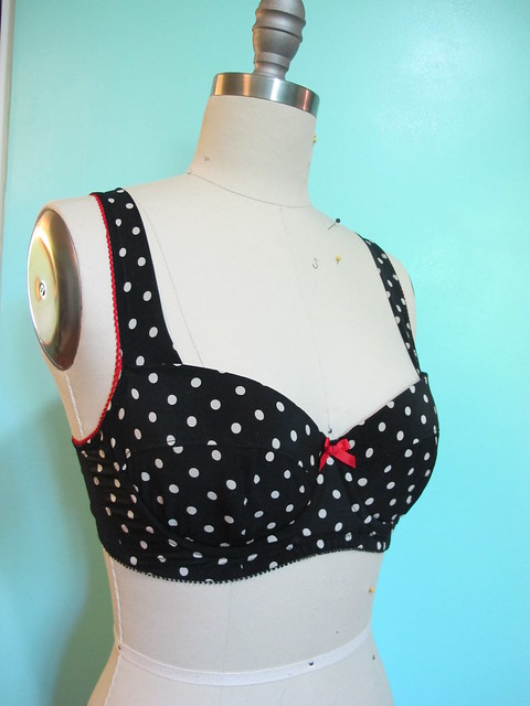 Black Silk Polka Dot Boylston Bra
