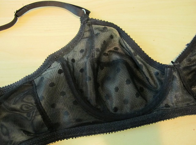 Sheer black polka dot Marlborough bra