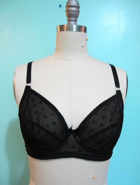 Sheer black polka dot Marlborough bra