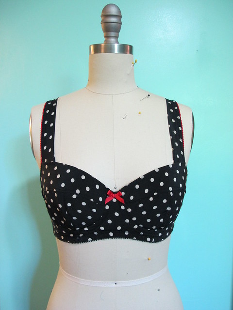 Black Silk Polka Dot Boylston Bra